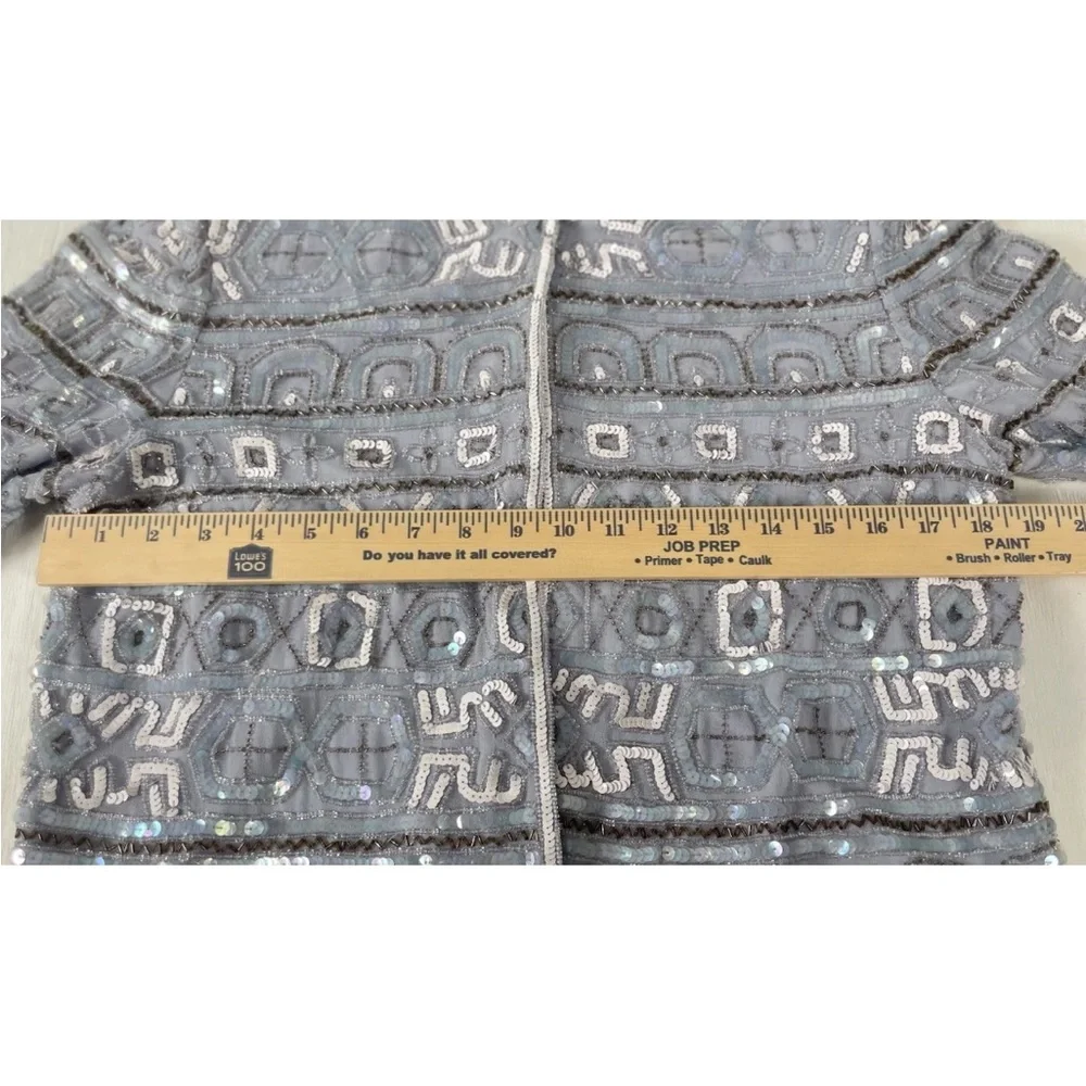 Vintage Beaded Evening wear ladies sequined jacket Coat Blazer Sky‎ Blue Amazing - Picture 8 of 16